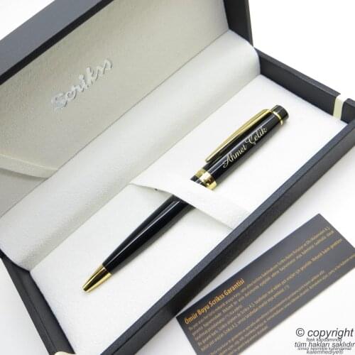 Scrikss 38 Black Gold Ballpoint Pen | Scrikss Pen | İsme Special Pen | Gift Pen