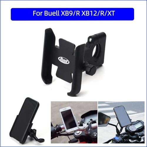 With Logo For Buell XB9/R XB12/R/XT Motorcycle Mobile Phone Holder GPS Navigator Rearview Mirror Handlebar Bracket Accessories