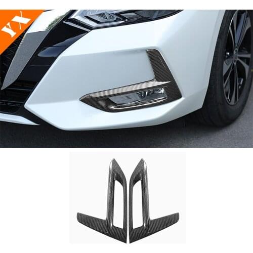 For Nissan Sentra 2020 Car Front Head and Back Rear Tail Fog Light Lampshade Frame Cover Trim Car Accessories ABS Carbon Fibre