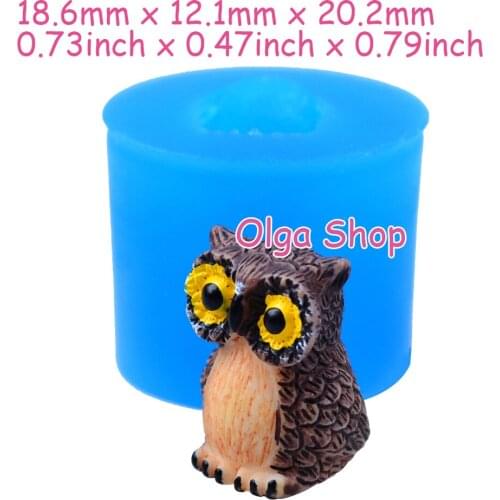 DYL604 20.2mm x 18.6mm x 12.1mm 3D Owl Silicone Mold Fondant Cake Decoration Candy Resin Clay Earrings Necklace Craft Soap