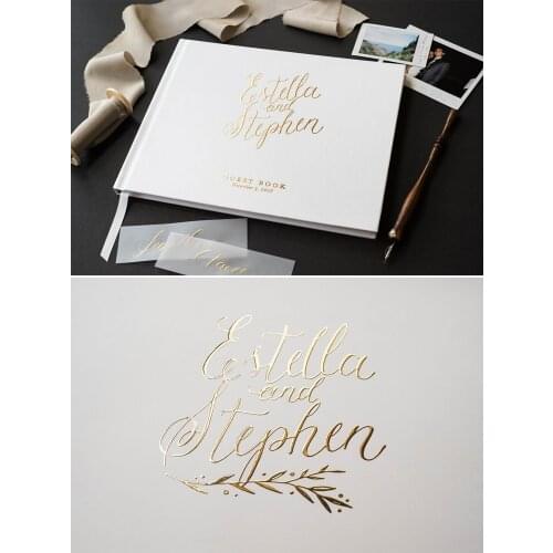 Customize guest sign in Wedding Guestbook, foil gold Wedding Landscape Guest Book journals photo booth albums books