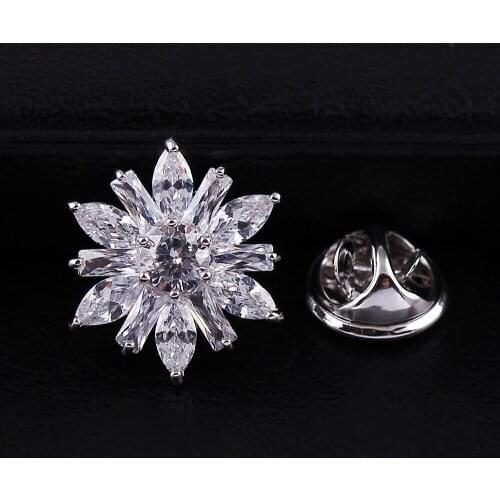 Micro inlaid CZ six awn star lapel pin brooch men high-grade crystal stars suit clothing collar Brooch