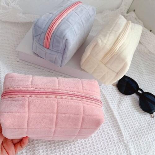 Girls Cute Stationery Korean Multifunctional Large-Capacity Makeup Bag Plush Pencil Case