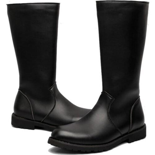 Plus:37-44 45 Autumn/Winter male fashion performance Knee-High Motorcycle boots mens outdoor work leather shoes botas femininas