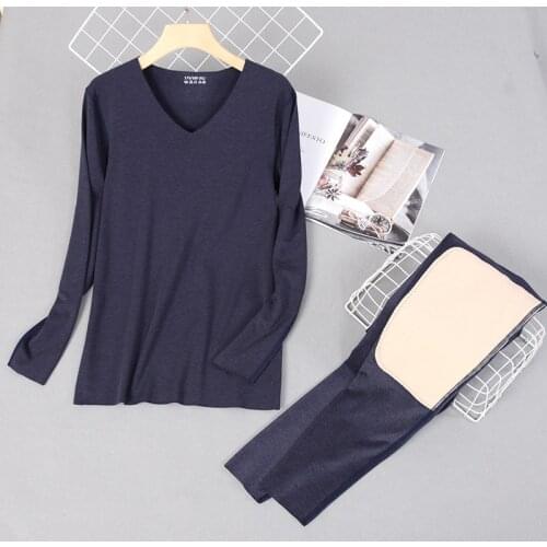 Mens thermal underwear autumn and winter German velvet seamless thermal underwear thin section plus velvet autumn clothes long