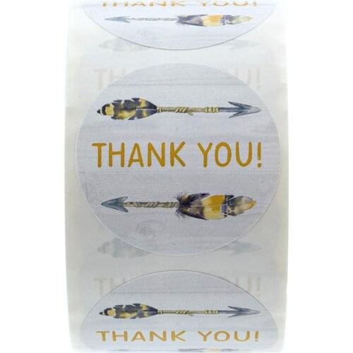 50pcs per wad Bohemian arrow thank you stickers round 1inch seal labels scrapbooking for Cake Packaging stationery sticker