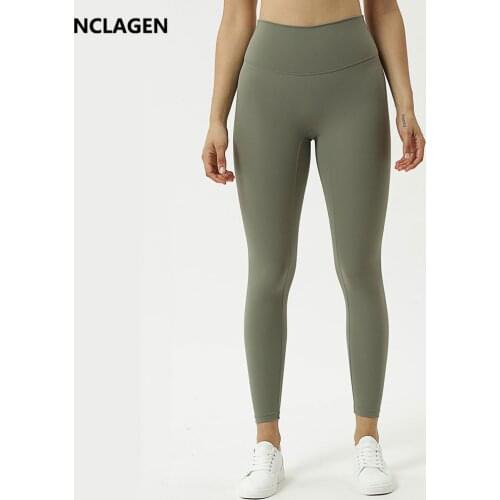 NCLAGEN Naked Feel Leggings Sport Women Fitness NO FRONT SEAM New Style Yoga Pants High Waist Workout Elastic Nylon GYM Tights