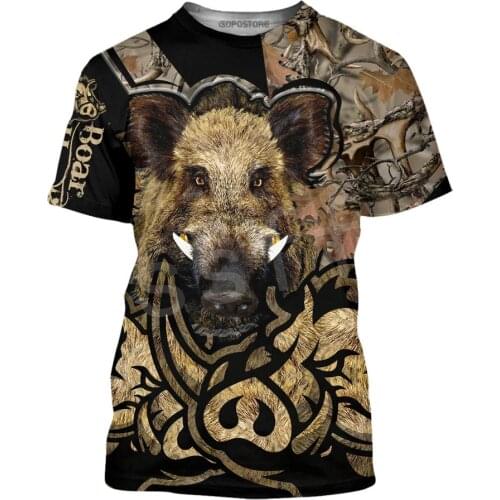 Tessffel 2020Newest Boar Hunter Animal Hunting Camo Tattoo Casual Funny 3DPrint Summer Streetwear Tees T-shirt Short sleeve s-1