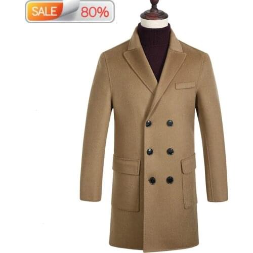 New Double-sided Wool Men Double Breasted Cashmere Long Coat Mens Overcoat Peacoat Man Jacket Erkek Mont 209 B21471
