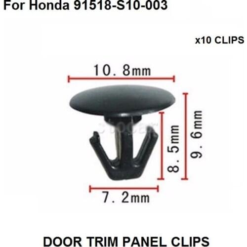 New x10pcs Nylon Fastener For Honda Hood Seal Retaining Clip (11x8x6mm) OE#91518-S10-003