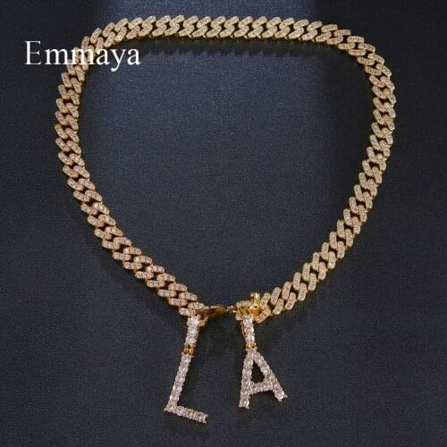 Emmaya Noble Gold Color Necklace Charming Letters Shape For Women Exquisite HipHop Style In Fashion Party Shiny Jewelry