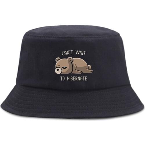 Sleeping Big Bear Letter Print Bucket Hats For Men Fashion Foldable WomenS Panama Cap Casual Sunscreen Sun MenS Fishman Hat