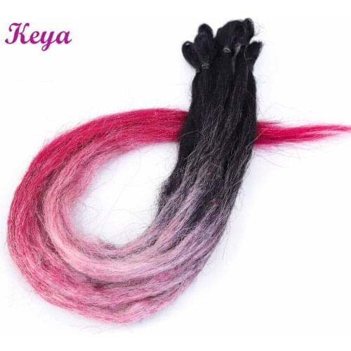 Full Handmade Dreadlocks Extensions 10 Strands/Pack Pink Dread Extensions Crochet Braids 24 Inch Synthetic Hair Extensions