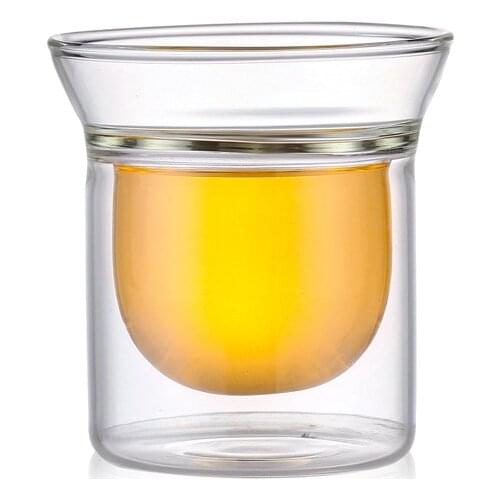 Durable 80ml Heat Resistant Double Wall Layer Tea Cup Healthy Elegant Clear Water Drinking Cup Flower Tea Cups Glassware LBS