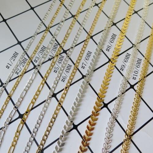 1M Gold and Silver Luxury Chain Plane Shape Chain Metal Nail Decoration