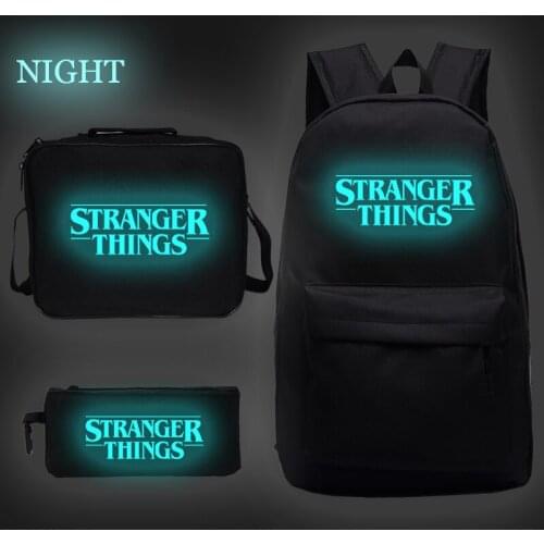 Luminous Stranger Things 3pcs/sets Backpacks School Bags Teenage Girls Boys Mochila Feminina Travel Backpack Men Women packbag