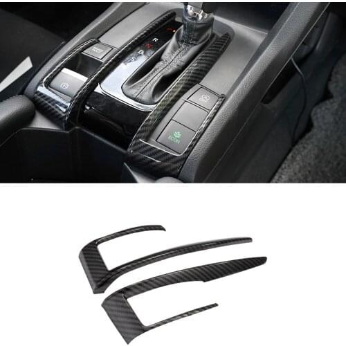Senzeal 2pcs ABS Carbon Fiber Style Gear Box Trims Shift Transmission Decals 2016 2017 2018 2019 2020 10th Gen Honda Civic