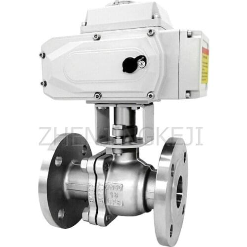 Ball Valve Electric Stainless 304 Steel Flanged Ball Valve Straight-Through Flange Connection 1.6MPA Industrial Equipment 220V