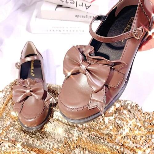 Retro JK Uniform Student Shoes Cosplay PU Sweet Lolita 3 Colors Bowknot Princess Kawaii Girl Shoes Low Heel Round Head Loli Shoe