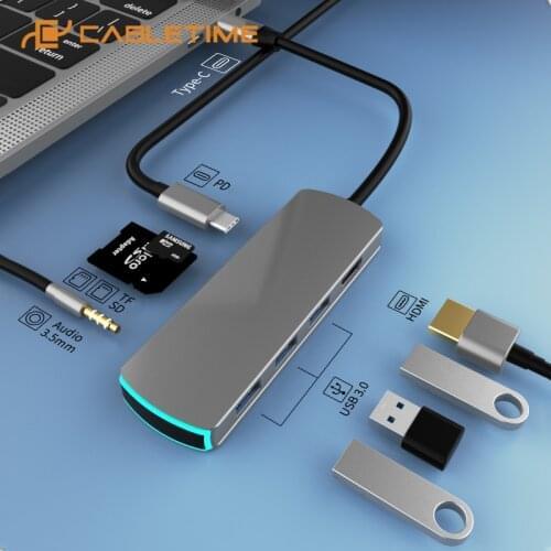 CABLETIME Switch Dock for Nintendo USB C to HDMI 4K PD Fast Charging USB 3.0 Docking for Laptop Dell Multi Hub H16