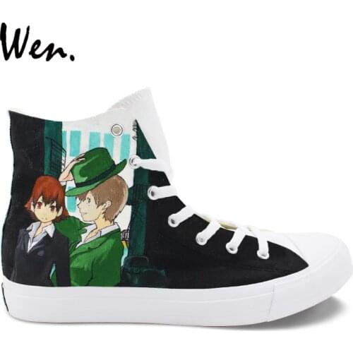 Wen Design Hand Painted Athletic Shoes Anime Baccano High Top Canvas Sneakers Unisex Lovers Board Footwear for Unique Gift