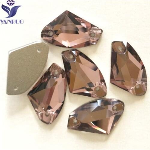 YANRUO 3256 All Sizes Light Smoked Topaz Galactic Sew On Strass Rhinestone Flatback Glass Sewing Beads Crystal