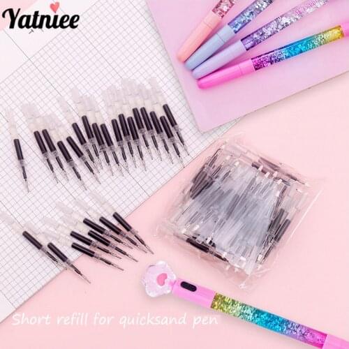 Yatniee 20pcs 50pcs Creative Quicksand Pen Refill Black Ink Fairy Wand 0.5mm Gel Pen Refill Stationery Writing Supplies