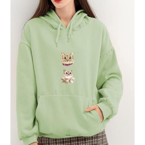 Streetwear Cute Cat Print Hoodies Oversized Women Cotton Sweatshirt Winter Long Sleeve Hoodie Harajuku Sweatshirt Sudadera Mujer