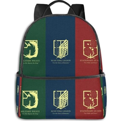 Attack On Titan Womens backpack Storage Bag Cute Attack On Titan backpack carrier Teen Girl Boy Large Capacity Rucksack