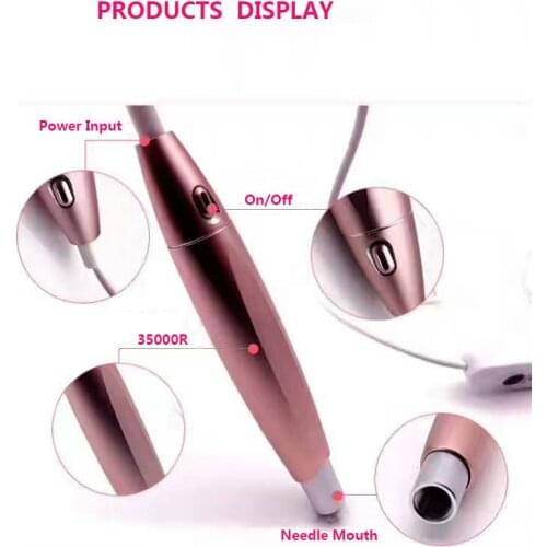1 Set High Quality Rose Gold Electric Tattoo Microblading Pen Semi Permanent Makeup Eyebrow Lip Eyeliner Tattoo Machine Pen