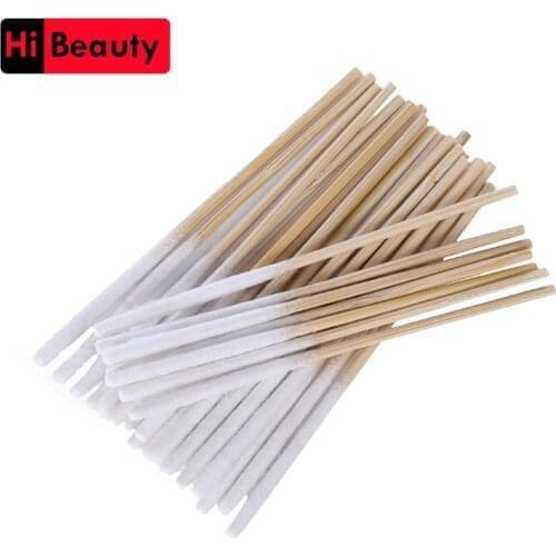 1 Bag 60pcs Bamboo Cotton Stick Swabs Buds With Long Cotton Head For Eyebrow Lips Eyeline Permanent Tattoo Makeup Cosmetics