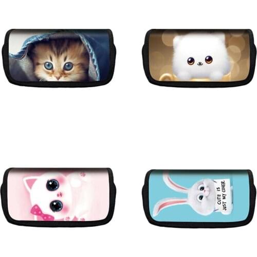 1 pcs Pretty Little Cat pencil case high quality Flip nylon pencil case children school supplies stationery