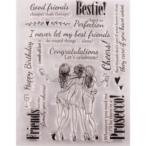 1pc Best Friend Transparent Clear Silicone Stamp Seal DIY Scrapbooking Rubber Stamping Coloring Embossing Diary Decor Reusable