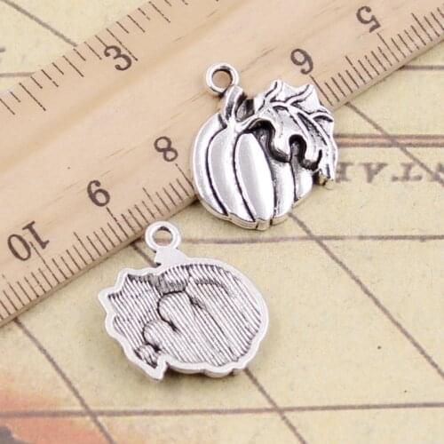 10pcs Charms Pumpkin Leaf Fall Thanksgiving Halloween 21x18mm Tibetan Bronze Silver Color Pendants Antique Making DIY Pendant