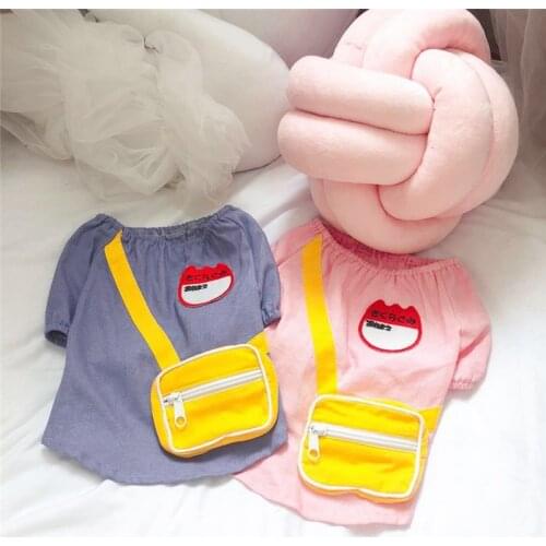 2018 Simple Fashion 100% Cotton Pet Clothes Japanese School Uniform Cute Bag T-shirt for Fascinating Schnauzer Teddy Fat Dog