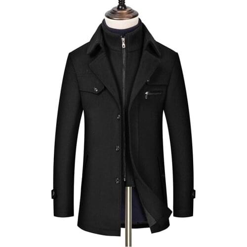 2020 Brand Wool Blend Coats Men Winter New Mens High Quality Thick Casual Wool Coat Fashion Wild Wool Overcoat Male