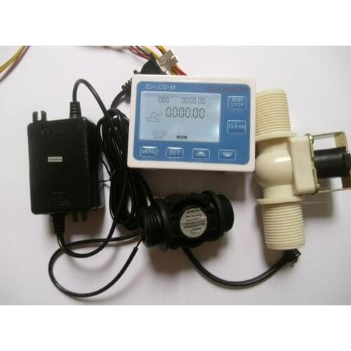 2020 G1" Water Flowmeter Control LCD Display+Flow Sensor +Solenoid Valve +Power Adapter