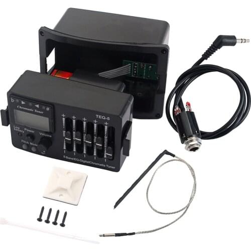 5-Band EQ Preamp Pickup With LCD Tuner & Volume Control For Acoustic Guitar