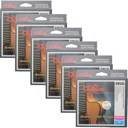 6Sets Alice Acoustic Guitar Strings Hexagonal Core Coated 80/20 Bronze Wound AW434