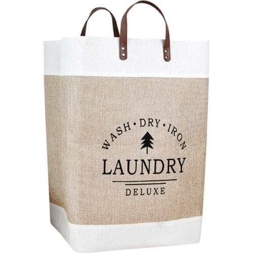 634E Waterproof Collapsible Laundry Basket Dirty Clothes Hamper Printed Foldable Storage Bin Sundries Sorter Basket