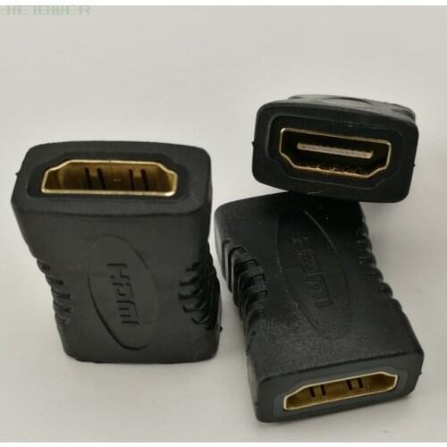 800PCS/LOT High Quality Black HDMI Female To HDMI Female Connector Extender HDMI Cable Cord Extension Adapter Converter 1080P