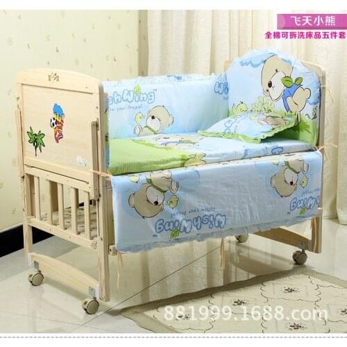 Promotion! 6PCS Baby cot bedding set,baby bed Children bed bedding around Baby products (3bumpers+matress+pillow+duvet)