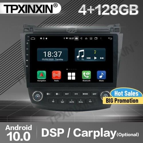 128G Carplay Car Radio 2 Din Stereo Receiver Android 10 For Honda Accord 2003-2005 2006 2007 GPS Player Audio Recorder Head Unit