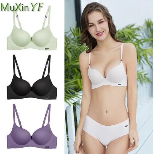 French Ice Silk Bra 2021 New One-Piece Seamless Women Push Up on Top of No Steel Ring Underwear Summer Sexy Female Bralette