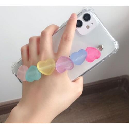 3D Clear Love Heart Wrist Strap Chain Bracelet Phone Case On For iPhone 12 11 Pro Max Mini XR X XS Max 6 6S 7 8 Plus Soft Cover