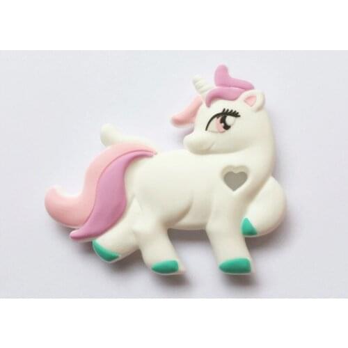 Chenkai 50PCS BPA Free New Silicone Unicorn Teether Baby Shower Pacifier Dummy Pendant Nursing DIY Sensory Toy Accessories