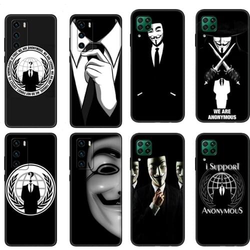 Black tpu Case For Huawei P30 Lite P30 Pro P40 Case For Huawei P40 LITE E P Smart 2020 Case Cover Anonymous
