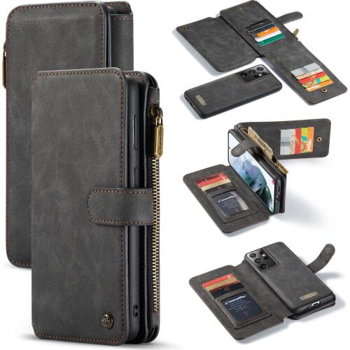 For Samsung Galaxy S21 S20 Ultra S10 S9 S8 CaseMe Genuine Wallet Case Luxury 2 in 1 Detachable Leather Phone Cover Magnetic Case