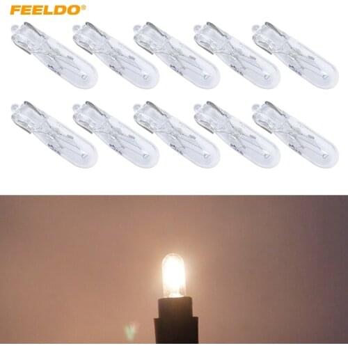 FEELDO 200Pcs Car T5 Wedge 12V 1.2W Halogen Bulb External Halogen Lamp Replacement Dashboard Bulb Light