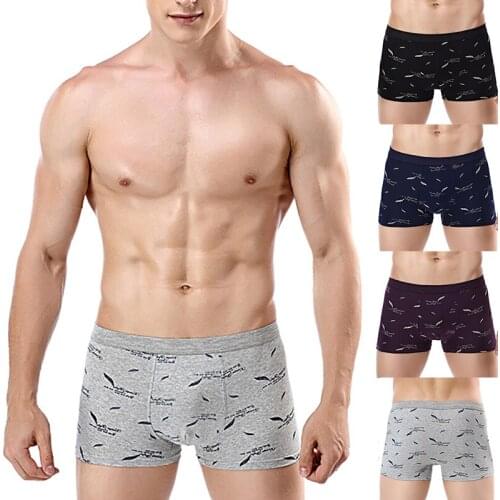 Cotton MenS Underwear 2021 Hot Fashion And Comfortable High Quality Cotton U-Convex Boxer Briefs Printed Mid-Waist Boxer Briefs